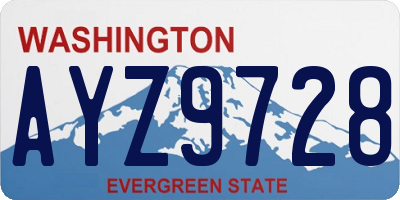 WA license plate AYZ9728