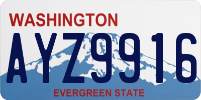 WA license plate AYZ9916