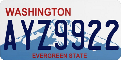 WA license plate AYZ9922