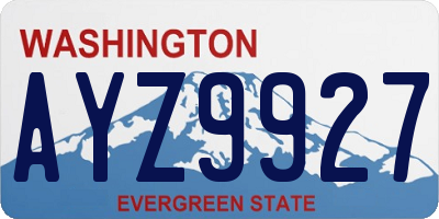 WA license plate AYZ9927