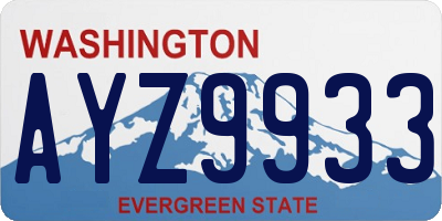 WA license plate AYZ9933