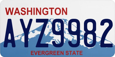 WA license plate AYZ9982