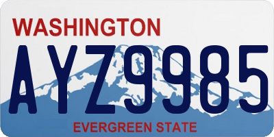WA license plate AYZ9985
