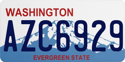 WA license plate AZC6929