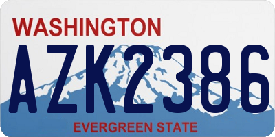 WA license plate AZK2386