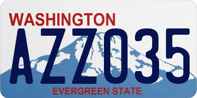 WA license plate AZZ035