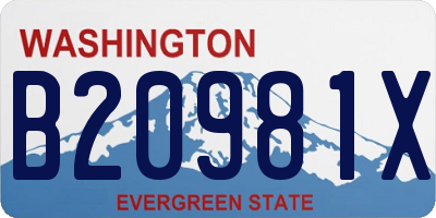 WA license plate B20981X