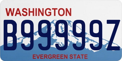 WA license plate B99999Z