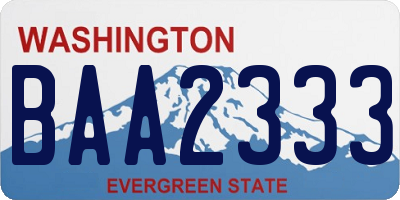 WA license plate BAA2333