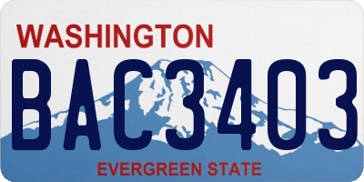 WA license plate BAC3403