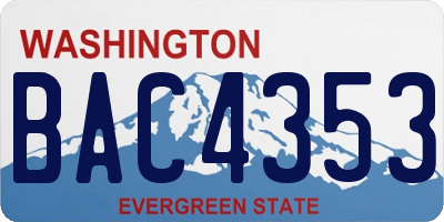 WA license plate BAC4353