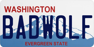 WA license plate BADWOLF