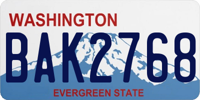 WA license plate BAK2768