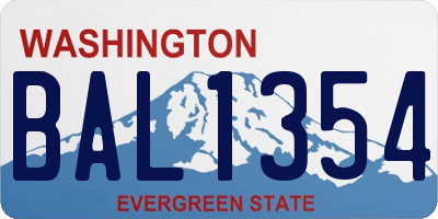 WA license plate BAL1354