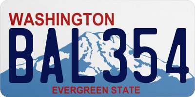 WA license plate BAL354