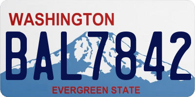 WA license plate BAL7842