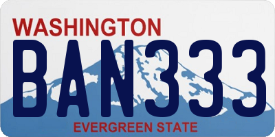 WA license plate BAN333