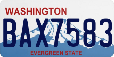 WA license plate BAX7583