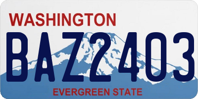 WA license plate BAZ2403