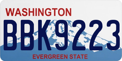 WA license plate BBK9223