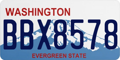 WA license plate BBX8578