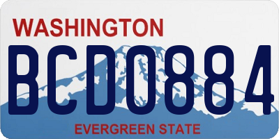 WA license plate BCD0884