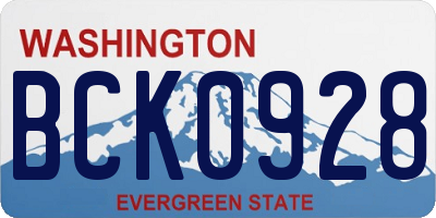 WA license plate BCK0928