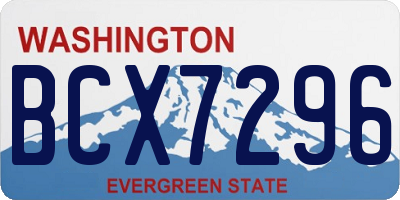 WA license plate BCX7296