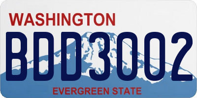 WA license plate BDD3002