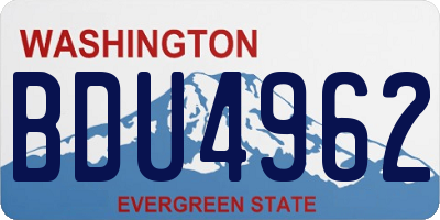 WA license plate BDU4962