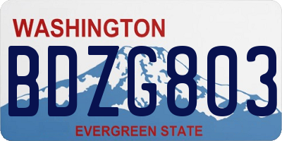 WA license plate BDZG803