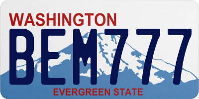 WA license plate BEM777