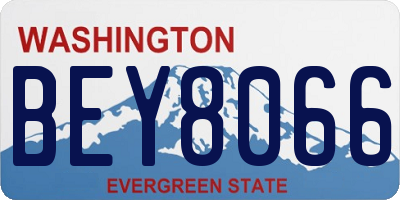 WA license plate BEY8066