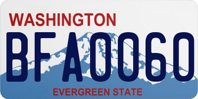 WA license plate BFA0060