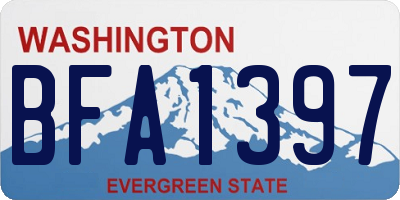 WA license plate BFA1397