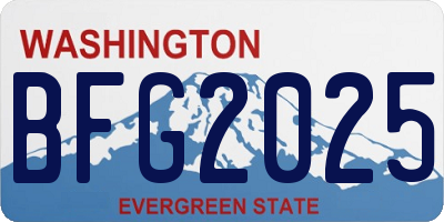 WA license plate BFG2025