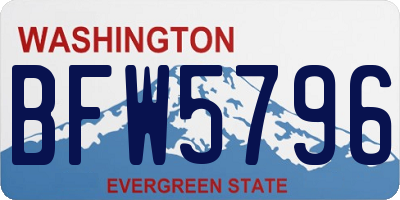 WA license plate BFW5796