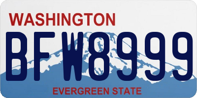 WA license plate BFW8999