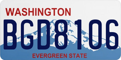 WA license plate BGD8106