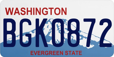 WA license plate BGK0872