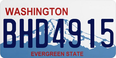 WA license plate BHD4915