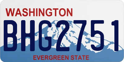 WA license plate BHG2751