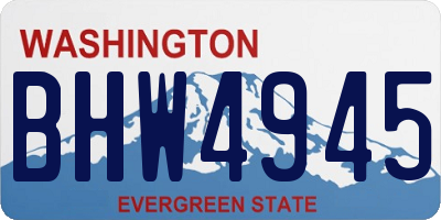 WA license plate BHW4945