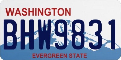 WA license plate BHW9831