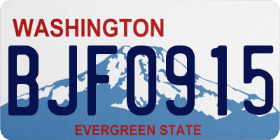 WA license plate BJF0915