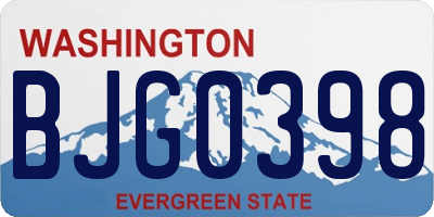 WA license plate BJG0398