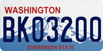 WA license plate BK03200