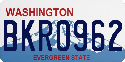 WA license plate BKR0962