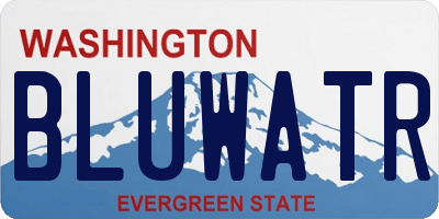 WA license plate BLUWATR