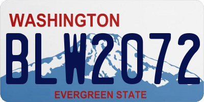 WA license plate BLW2072